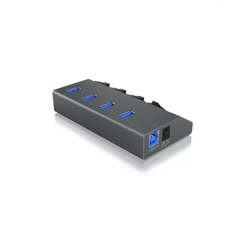 ICY BOX IB-HUB1405 USB 3.2 Gen 1 (3.1 Gen 1) Type-B 5000 Mbit/s Antracīts