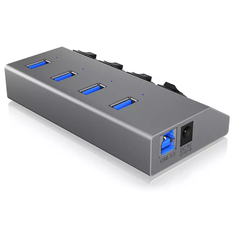 ICY BOX IB-HUB1405 USB 3.2 Gen 1 (3.1 Gen 1) Type-B 5000 Mbit/s Antracīts