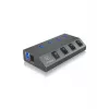 ICY BOX IB-HUB1405 USB 3.2 Gen 1 (3.1 Gen 1) Type-B 5000 Mbit/s Antracīts