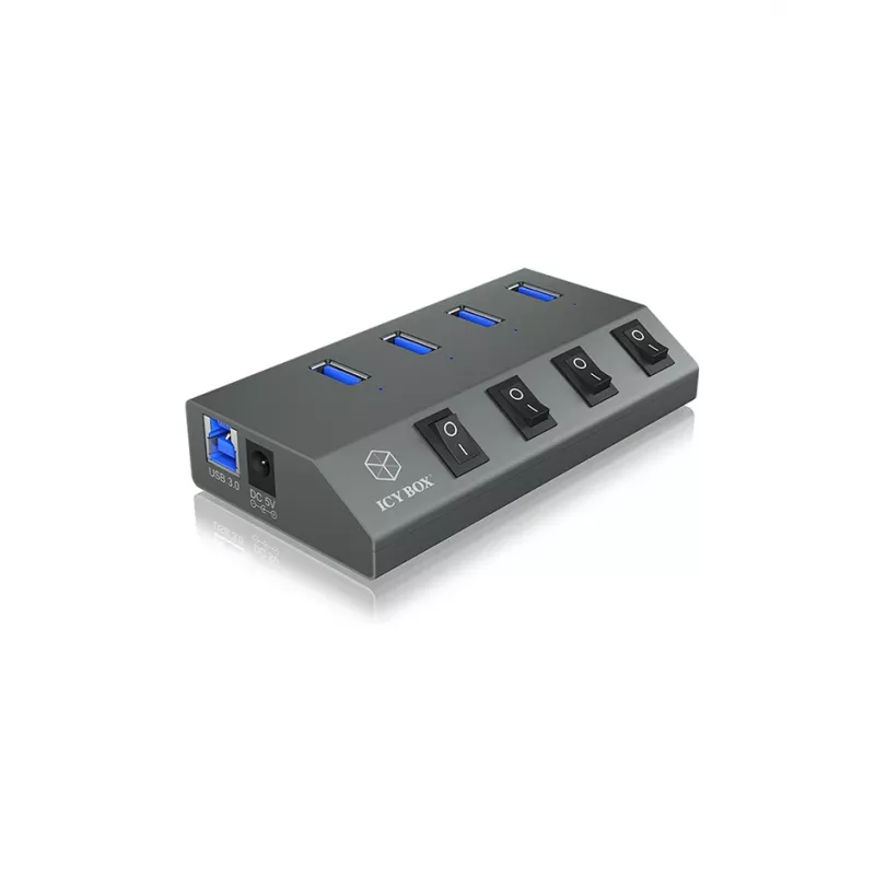 ICY BOX IB-HUB1405 USB 3.2 Gen 1 (3.1 Gen 1) Type-B 5000 Mbit/s Antracīts