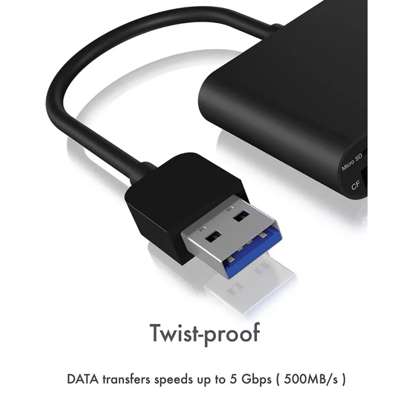 ICY BOX IB-CR301-U3 karšu lasītājs USB 3.2 Gen 1 (3.1 Gen 1) Melns