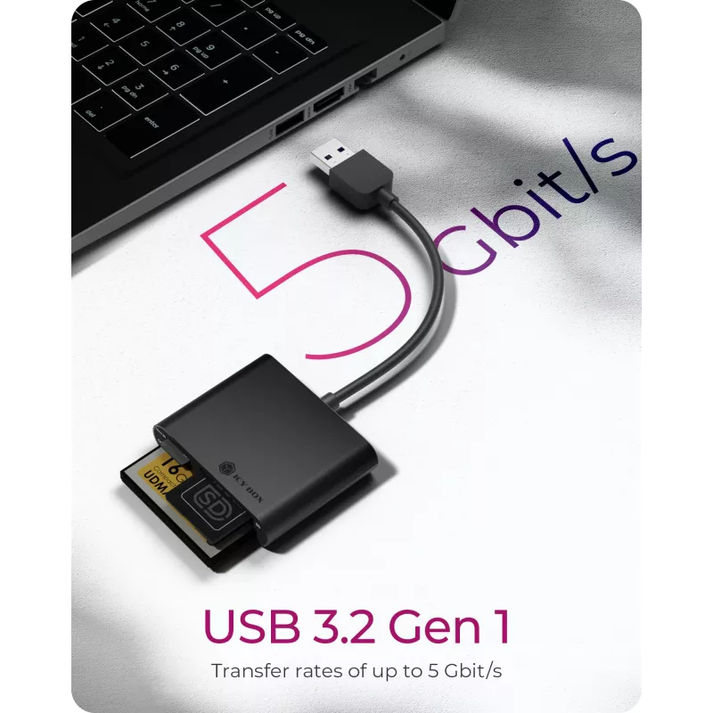 ICY BOX IB-CR301-U3 karšu lasītājs USB 3.2 Gen 1 (3.1 Gen 1) Melns