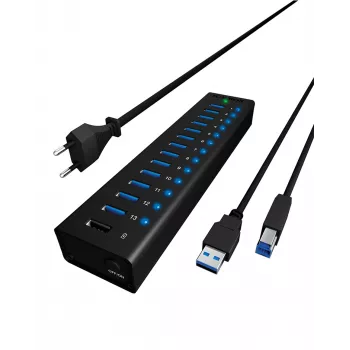 ICY BOX IB-AC6113 USB 3.2 Gen 1 (3.1 Gen 1) Type-B 5000 Mbit/s Melns