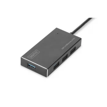 DIGITUS USB 3.0 Hubs, 4 porti ar 5V/2A barošanas bloku un alumīnija korpusu