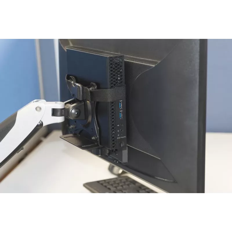 DIGITUS Daudzfunkcionālais Mini galddatora PC turētājs galdam, skavai vai starp monitora stiprinājumu VESA 75x75, 100x100