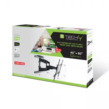 Techly 40-80 Ultra Slim Full Motion LCD TV sienas kronšteins melns ICA-PLB 172L