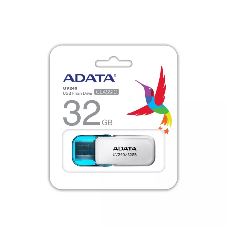 USB zibatmiņa ADATA UV240 32 GB USB Type-A 2.0, balta, ar vāciņu