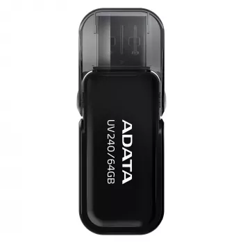 USB zibatmiņa ADATA USB Type-A 2.0 64 GB UV240, melna, ar aizsargvāciņu
