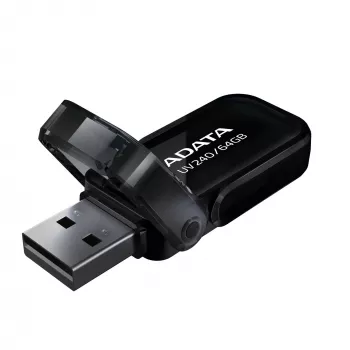 USB zibatmiņa ADATA USB Type-A 2.0 64 GB UV240, melna, ar aizsargvāciņu