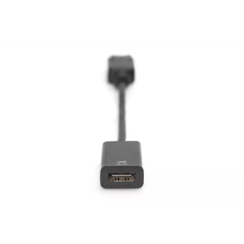 DIGITUS ASSMANN aktīvs DisplayPort-HDMI adaptera kabelis, DP - HDMI A tipa M/F, 20 cm, ar fiksatoru, HDMI 2.0, CE, zeltīti kontakti, melns