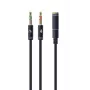 Audio adapteris Gembird CCA-418M 3.5mm sievišķais uz 2×3.5mm vīrišķais, 0,2 m, melns