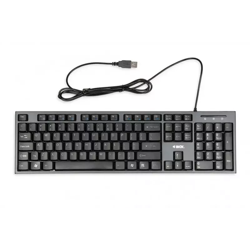 Vadu tastatūras un peles komplekts IBOX IKMS606 — pilnizmēra QWERTY UK angļu tastatūra, USB, melns, pele 800 DPI