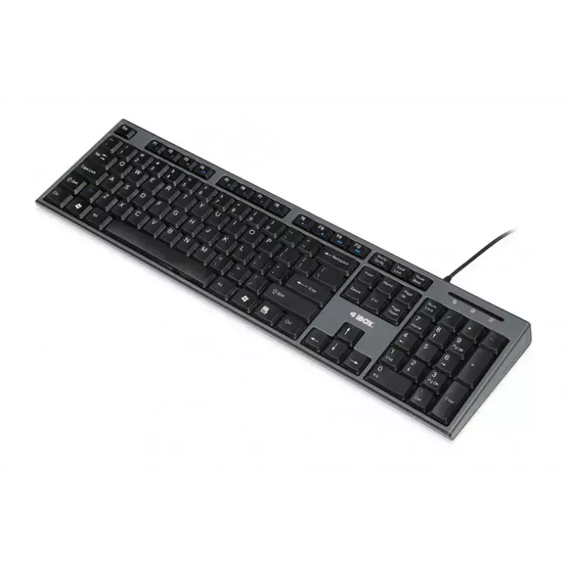 Vadu tastatūras un peles komplekts IBOX IKMS606 — pilnizmēra QWERTY UK angļu tastatūra, USB, melns, pele 800 DPI