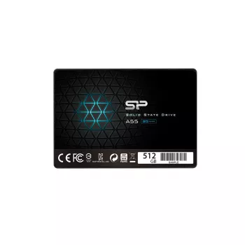 2,5 collu SATA III SSD Silicon Power Ace A55 — 512 GB, 3D TLC, līdz 560/530 MB/s, 7 mm, Melns