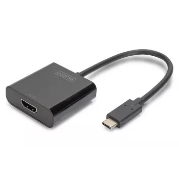 DIGITUS USB-C uz HDMI adapteris, 4K, 0,15 m, melnā krāsā
