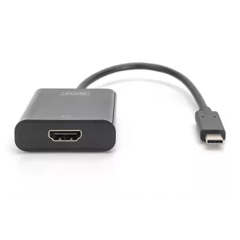 DIGITUS USB-C uz HDMI adapteris, 4K, 0,15 m, melnā krāsā