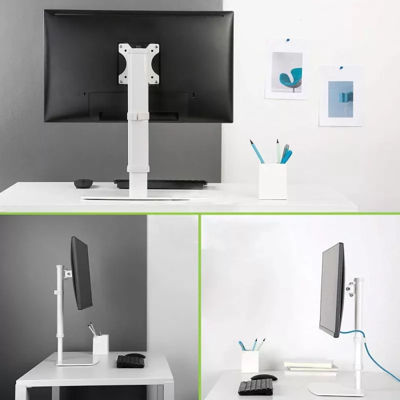 Techly ICA-LCD 260 monitora statīvs 68.6 cm (27 collas) Galda Balts
