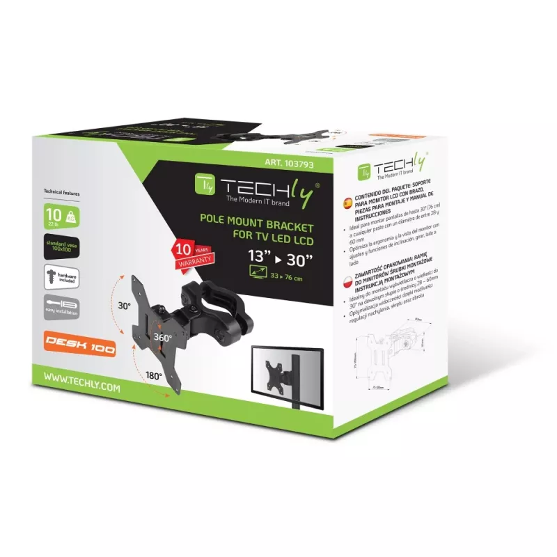 Techly ICALCD100BK Galda statīvs melns