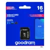 MicroSDHC atmiņas karte GOODRAM 16 GB Class 10 UHS-I (U1), lasīšana 100 MB/s, rakstīšana 10 MB/s, magnētnecaurlaidīga, ar SD adapteri