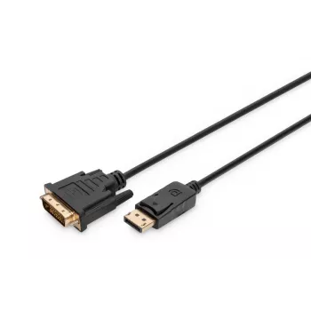 DIGITUS DisplayPort-DVI adaptera kabelis, DP - DVI (24+1) vīr./vīr., 2m, ar fiksatoru, DP 1.1a saderīgs, melns
