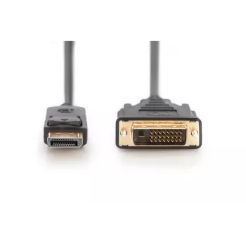 DIGITUS DisplayPort-DVI adaptera kabelis, DP - DVI (24+1) vīr./vīr., 2m, ar fiksatoru, DP 1.1a saderīgs, melns