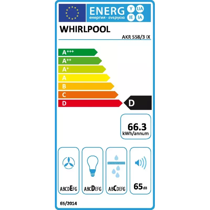 Sienas nosūcējs Whirlpool AKR 558/3 IX, alumīnija filtrs