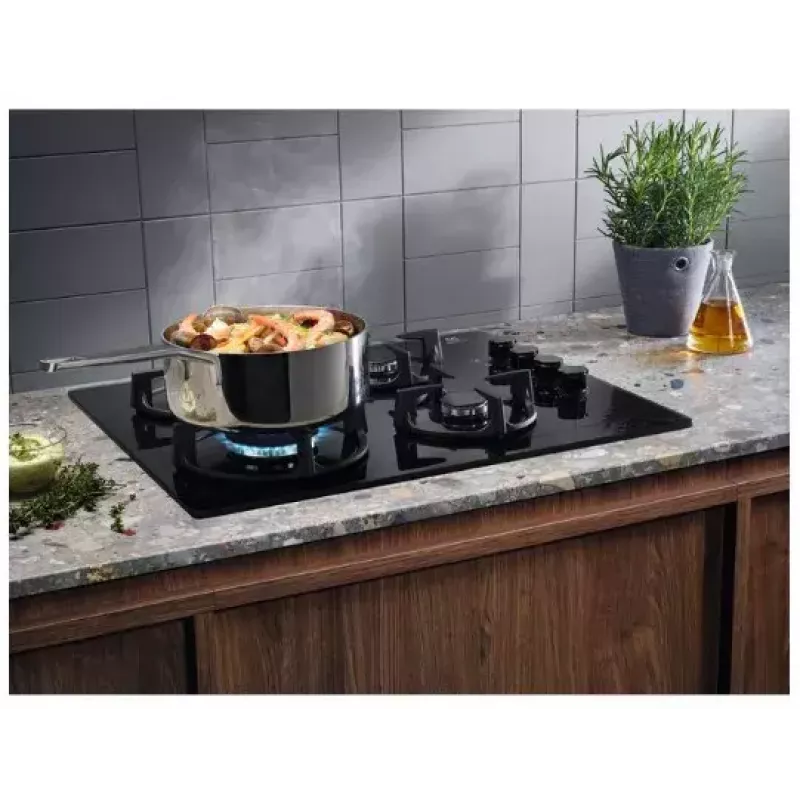 Electrolux EGG6407K Melna iebūvējama gāzes plīts virsma 59 cm 4 degļi