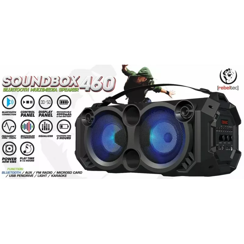 Rebeltec Bluetooth Skaļrunis SoundBox 460, Melns