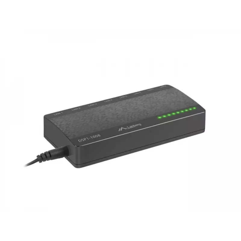 Slēdzis LANBERG DSP1-1008 8x 1 Gb/s Nepārvaldāms Gigabit Ethernet Darbvirsmas 5V