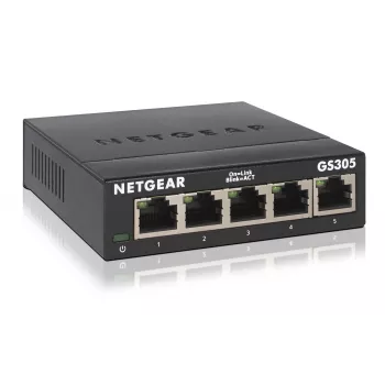 NETGEAR GS305 Neatkarīgs L2 Gigabit Ethernet (10/100/1000) Slēdzis, 5 porti, Melns