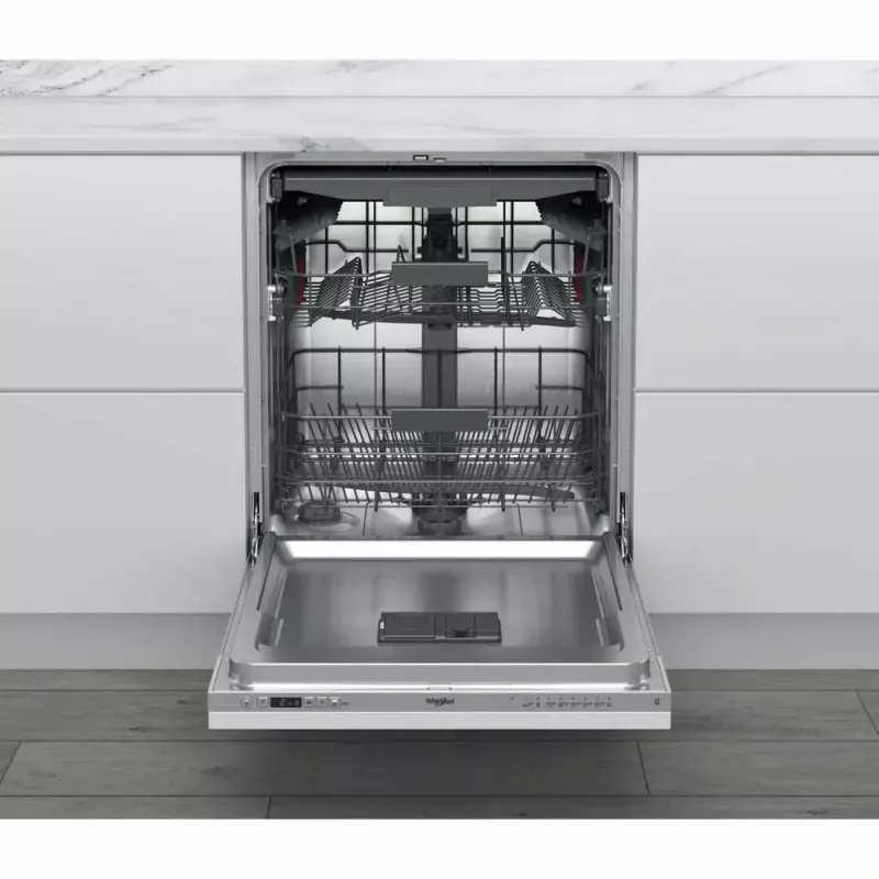 Daļēji iebūvējamā trauku mazgājamā mašīna WHIRLPOOL WIC 3C26 F — 60 cm, 14 komplekti, 46 dB, Energoklase E