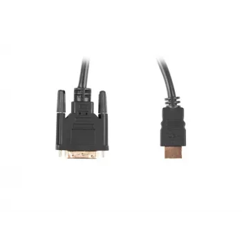 LANBERG HDMI (vīr.) → DVI-D (vīr.) (24+1) kabelis Dual Link ar apzeltītiem 4K savienotājiem - 3m Melns