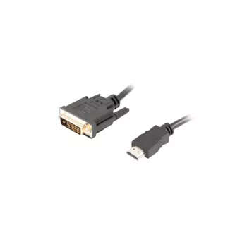 LANBERG HDMI (vīr.) → DVI-D (vīr.) (24+1) kabelis Dual Link ar apzeltītiem 4K savienotājiem - 3m Melns