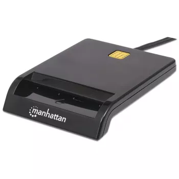 Kontaktkartes lasītājs MANHATTAN 102049 — USB 2.0, kabelis 1.05 m, melns, ABS korpuss