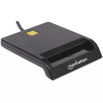 Kontaktkartes lasītājs MANHATTAN 102049 — USB 2.0, kabelis 1.05 m, melns, ABS korpuss