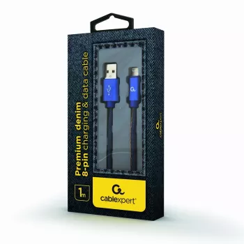 Cablexpert CC-USB2J-AMLM-1M-BL Lightning kabelis 1m, zils