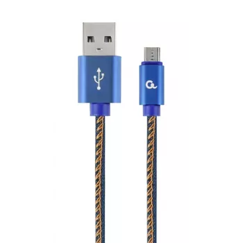 GEMBIRD Premium Jeans (džinsa) Micro-USB kabelis ar metāla savienotājiem, 2m, Zils