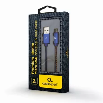 GEMBIRD Premium Jeans (džinsa) Micro-USB kabelis ar metāla savienotājiem, 2m, Zils