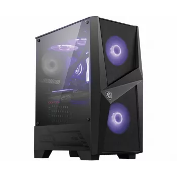 MSI MAG FORGE 100M Mid Tower Gaming datora korpuss 'Melns, 2x 120mm RGB PWM ventilators, 1x 120mm ventilators, 1-6 RGB Hub, Rūdīta stikla panelis, ATX, mATX, mini-ITX'