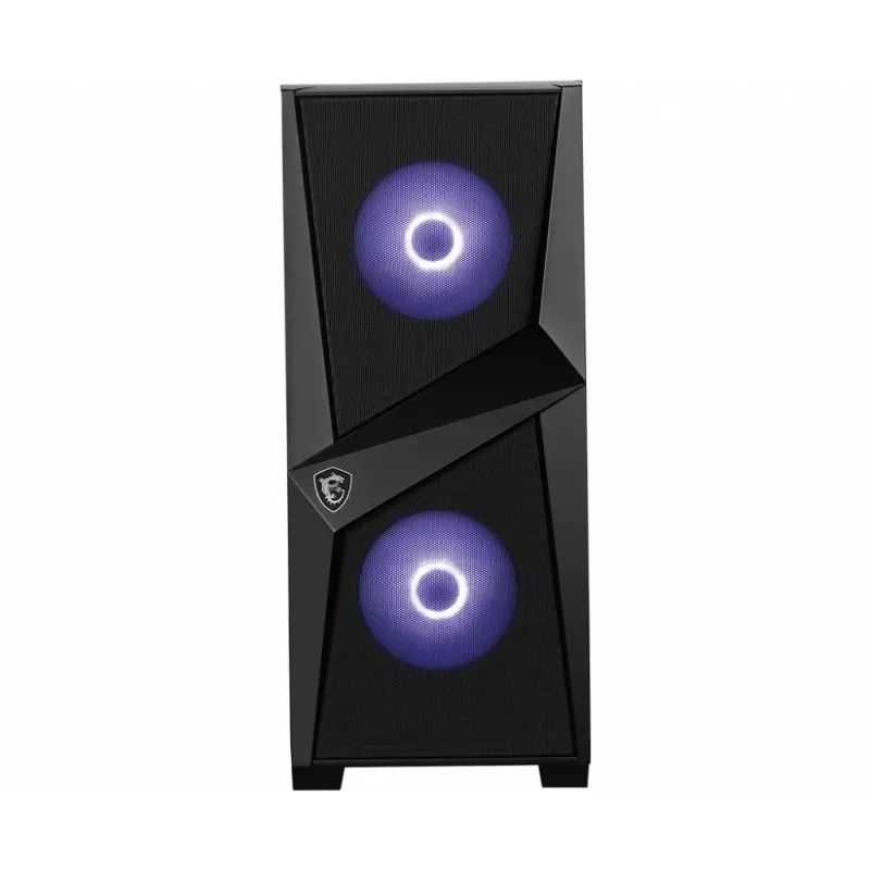 MSI MAG FORGE 100M Mid Tower Gaming datora korpuss 'Melns, 2x 120mm RGB PWM ventilators, 1x 120mm ventilators, 1-6 RGB Hub, Rūdīta stikla panelis, ATX, mATX, mini-ITX'