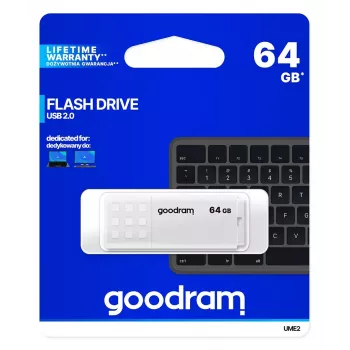USB zibatmiņa GOODRAM UME2 64 GB USB 2.0 Type-A, balta, 20 MB/s lasīšana, 5 MB/s rakstīšana