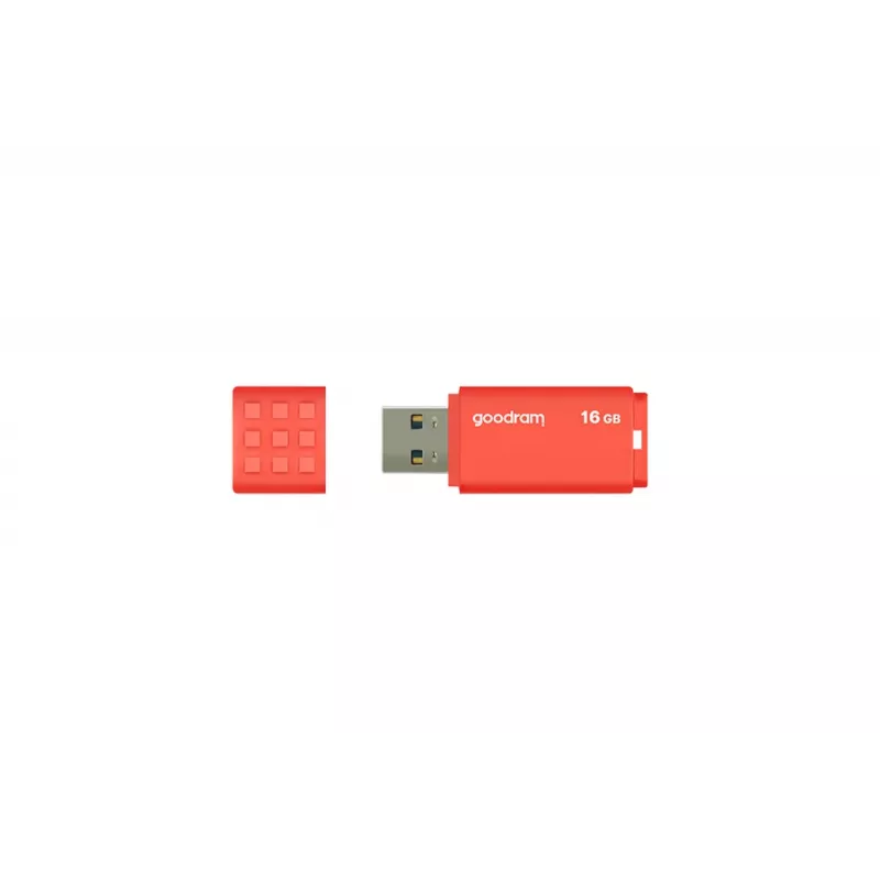 USB zibatmiņa GOODRAM UME3 16 GB USB Type-A 3.2 Gen 1 (oranža), 60/20 MB/s, plastmasas korpuss bez vāciņa