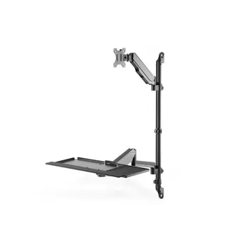 DIGITUS Sēdus-Stāvus Darbstacijas sienas stiprinājums vienam monitoram, melns, max slodze 1-8 kg, ekrāns 17-32 collas