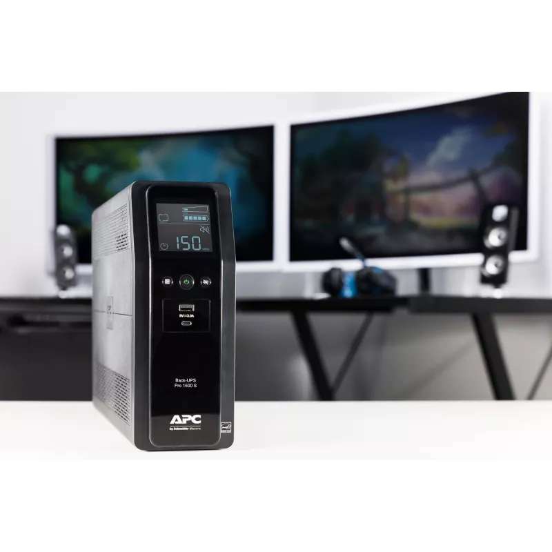 APC Back-UPS Pro 1600VA/960W tornis, 230V, 8x IEC C13, sinusoida, AVR, USB A+C, LCD, nomaināms akumulators