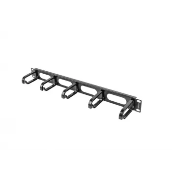 Kabeļu pārvaldības panelis LANBERG AK-1205-B, 1U metāls, 19 collas (482.6 mm) platums, 80 mm dziļums, melns