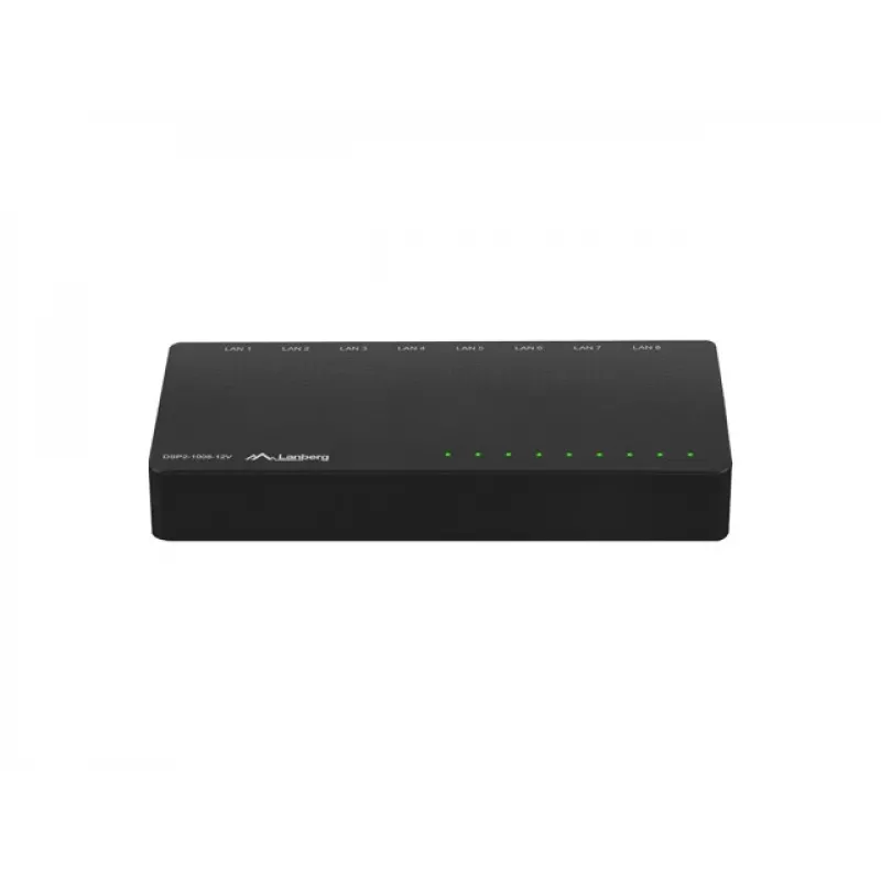 LANBERG Switch Dsp2-1008-12v 8x 1gb/s Nepārvaldāms Gigabit Ethernet Galddators 12V