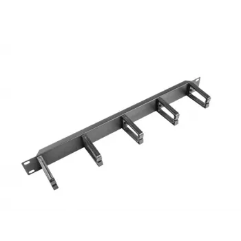 Kabeļu pārvaldības panelis LANBERG AK-1202-B, 1U, 19 collas (482.6 mm) platums, dziļums 78.7 mm, melns