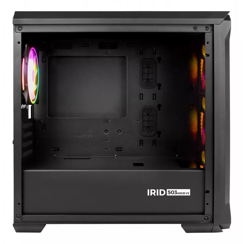 GENESIS Irid 503 ARGB Micro Tower Melns, Caurspīdīgs
