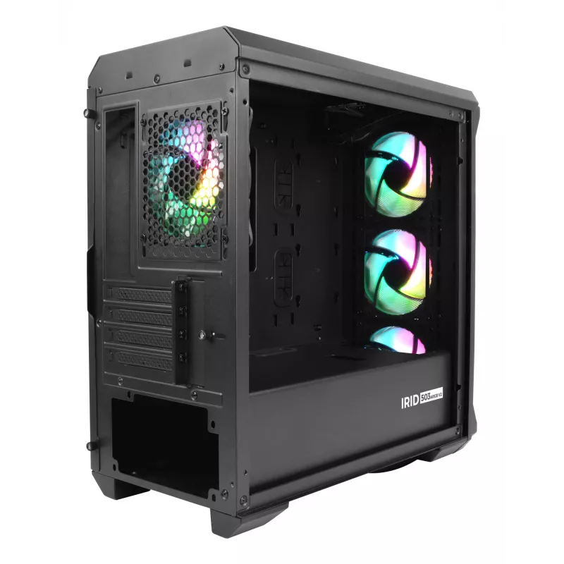 GENESIS Irid 503 ARGB Micro Tower Melns, Caurspīdīgs