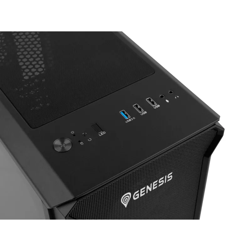 GENESIS Irid 503 ARGB Micro Tower Melns, Caurspīdīgs